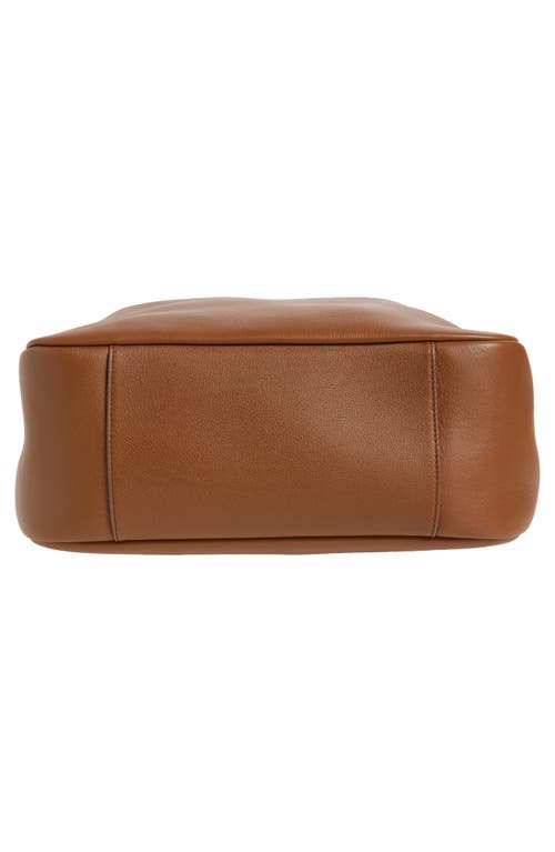 Saint Laurent Le 5a7 Large Ysl Shoulder Hobo Bag In Smooth Leather In Brown