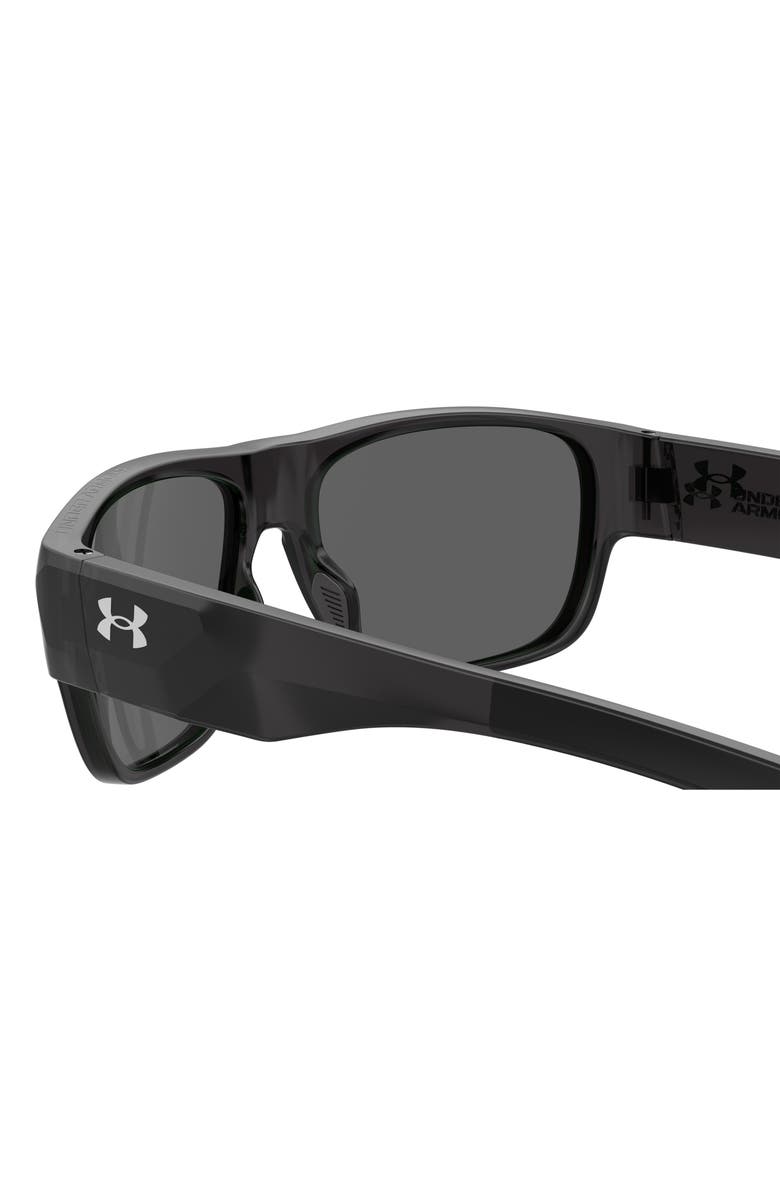 Under Armour 60mm Scorcher Square Sunglasses, Alternate, color, Grey Crystal
