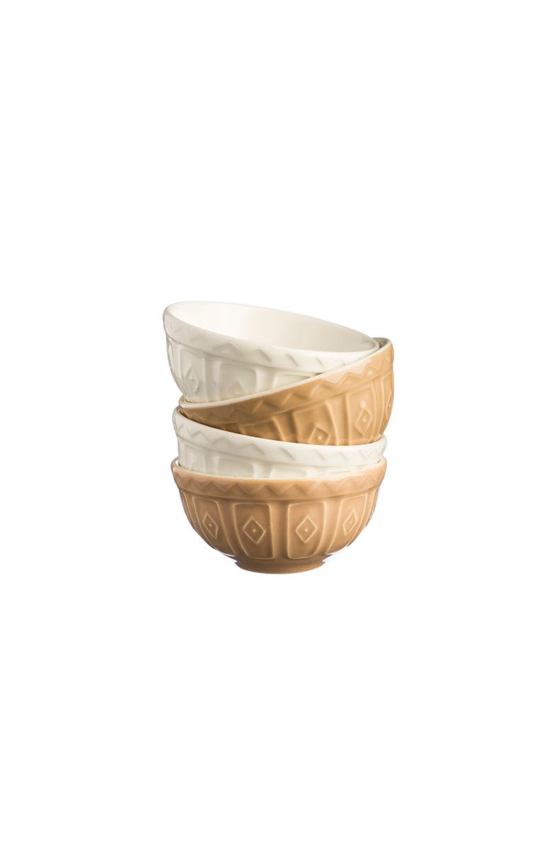 MASON CASH Cane Mini Prep Bowl Set, 4 Durable Stoneware Bowls for Kitchen Prep, Main, color, Beige