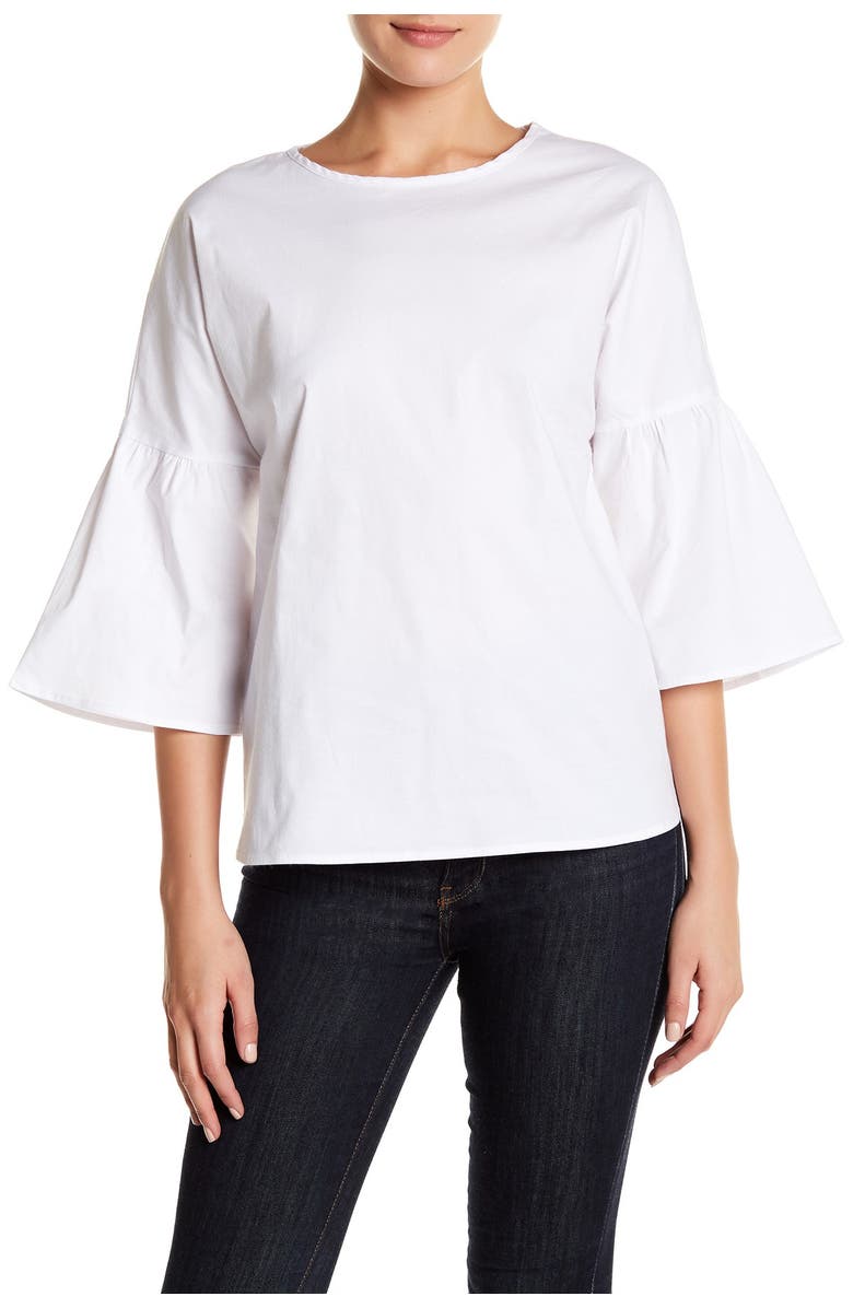 COMO VINTAGE Bell Sleeve Poplin Blouse, Main, color,