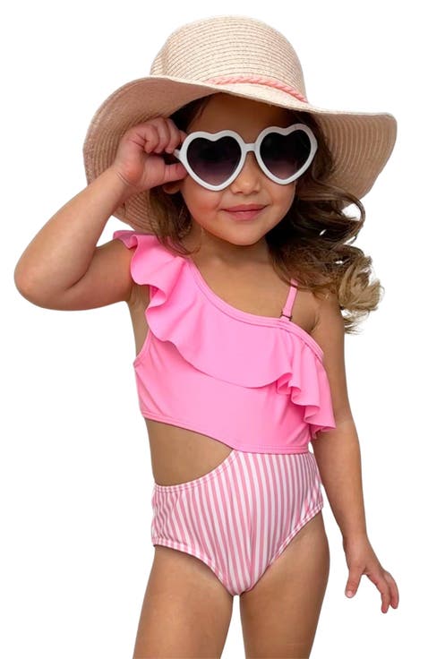 Blush and Splash Pink Ruffle One-Piece Swimsuit (Toddler, Little Kid 
Big Kid)