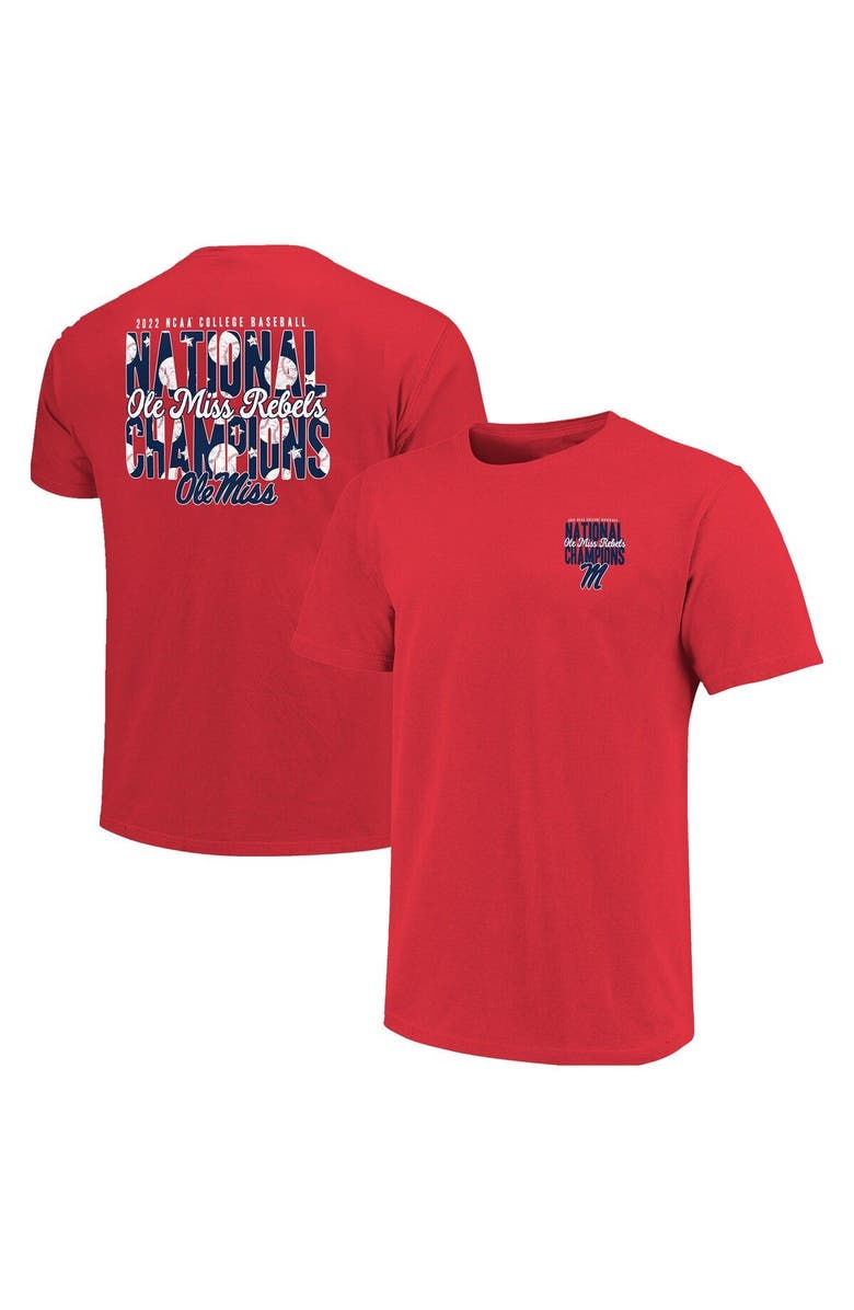 IMAGE ONE Women's Red Ole Miss Rebels 2022 NCAA Men's Baseball College World Series Champions 2-Hit T-Shirt, Main, color, 