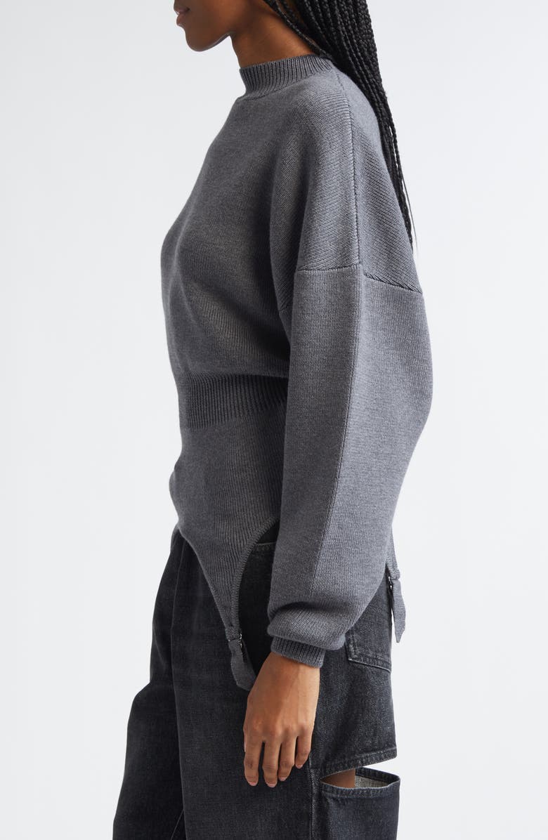 Jean Paul Gaultier Batwing Sleeves Wool Sweater, Alternate, color, Middle Grey