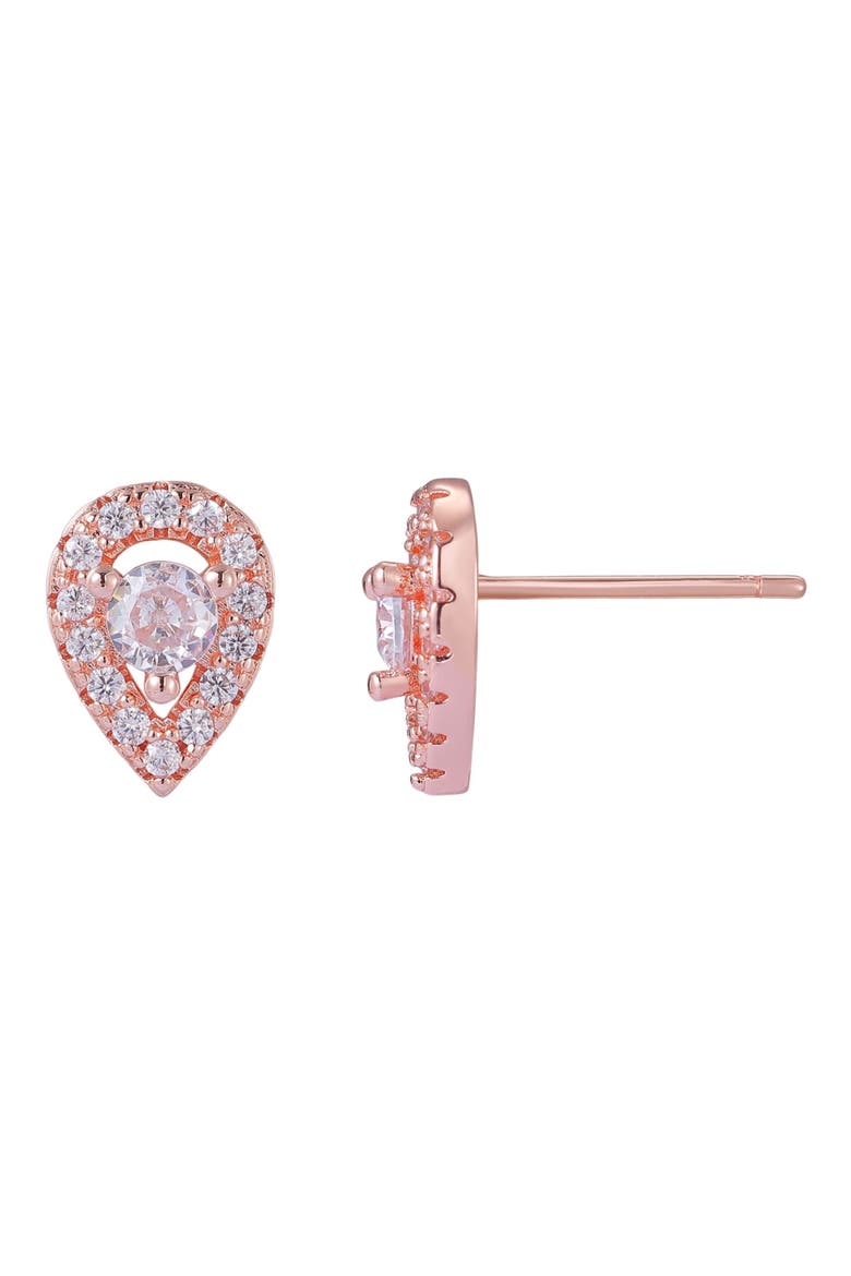 14K Rose Gold Plated Crystal Pear Stud Earrings, Alternate, color, PINK