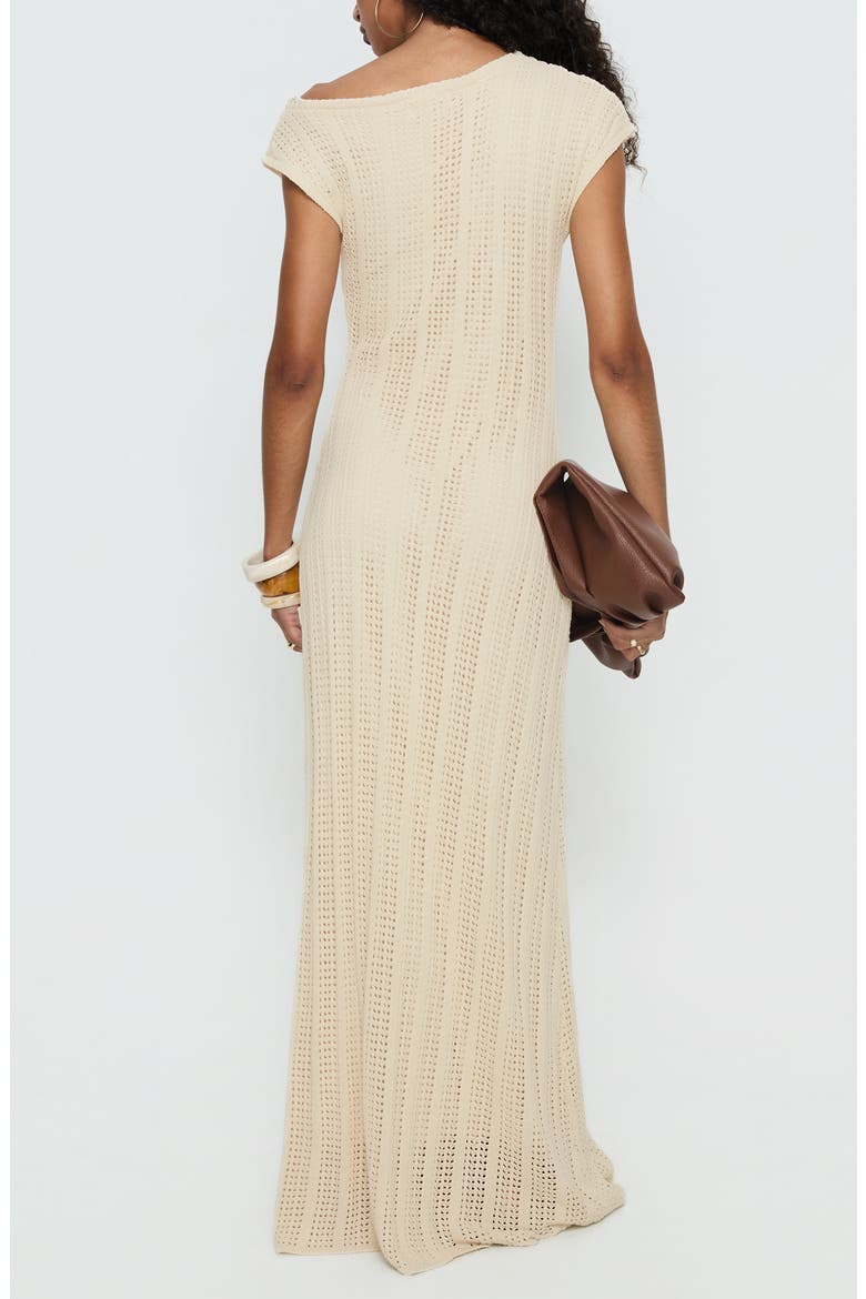 Break My Soul Cap Sleeve Pointelle Maxi Dress, Alternate, color, BEIGE