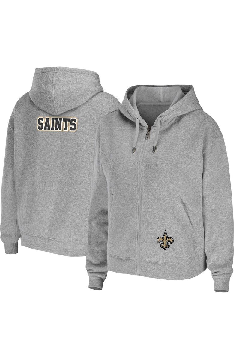 WEAR by Erin Andrews Women's WEAR by Erin Andrews Heathered Gray New Orleans Saints Team Full-Zip Hoodie, Main, color, Heather Gray