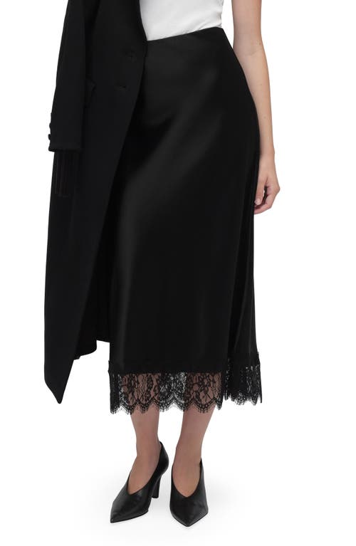 Favorite Daughter The Lacy Favorite Satin Midi Skirt In Black