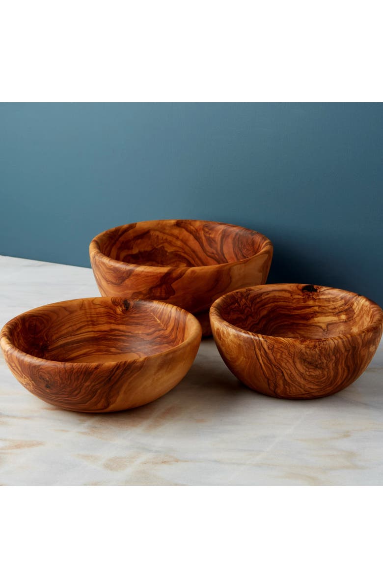 Be Home Olive Wood Nesting Salad Bowls - Set of 3, Alternate, color, Olive