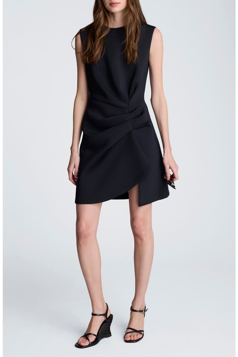 Drape Pleated Sleeveless Dress, Main, color, BLACK