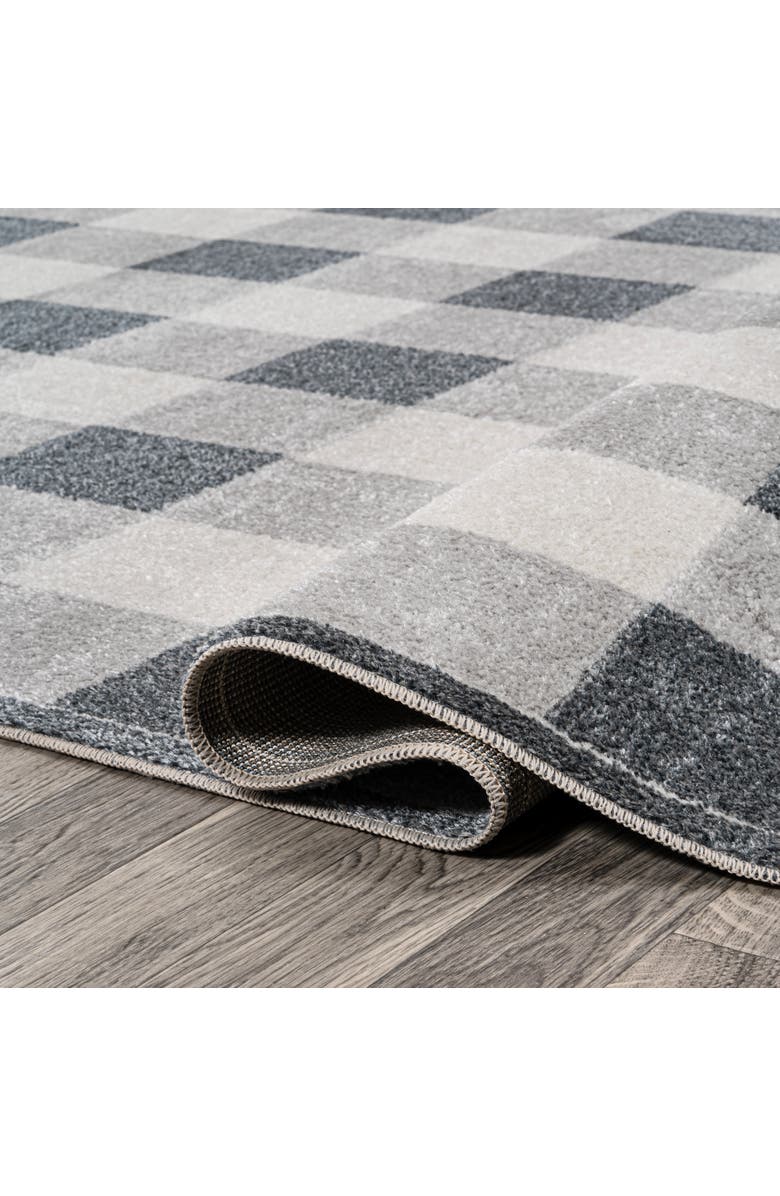 JONATHAN Y Gingham Gradient Plaid Cottage Machine-Washable Area Rug, Alternate, color, Light Gray/Dark Gray/Cream