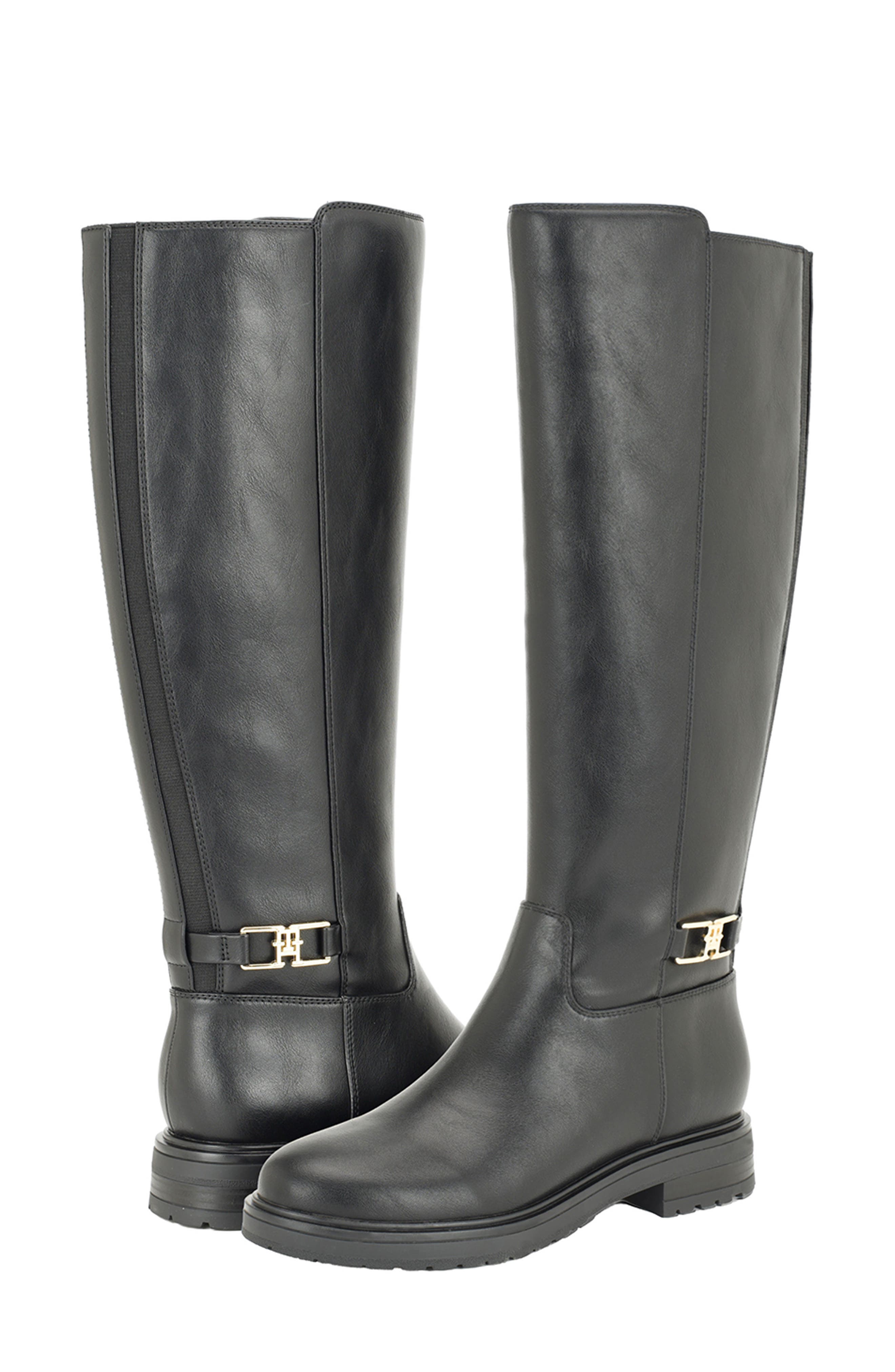 Truna Knee High Faux Leather Boot, Alternate, color, BLACK