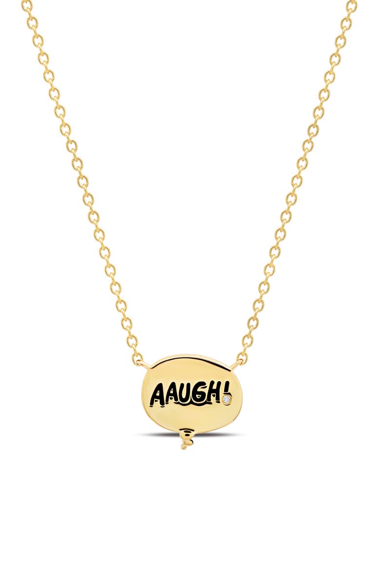 x Peanuts® AAUGH! Thought Bubble Pendant Necklace, Main, color, 18KT YELLOW GOLD / CLEAR STONE
