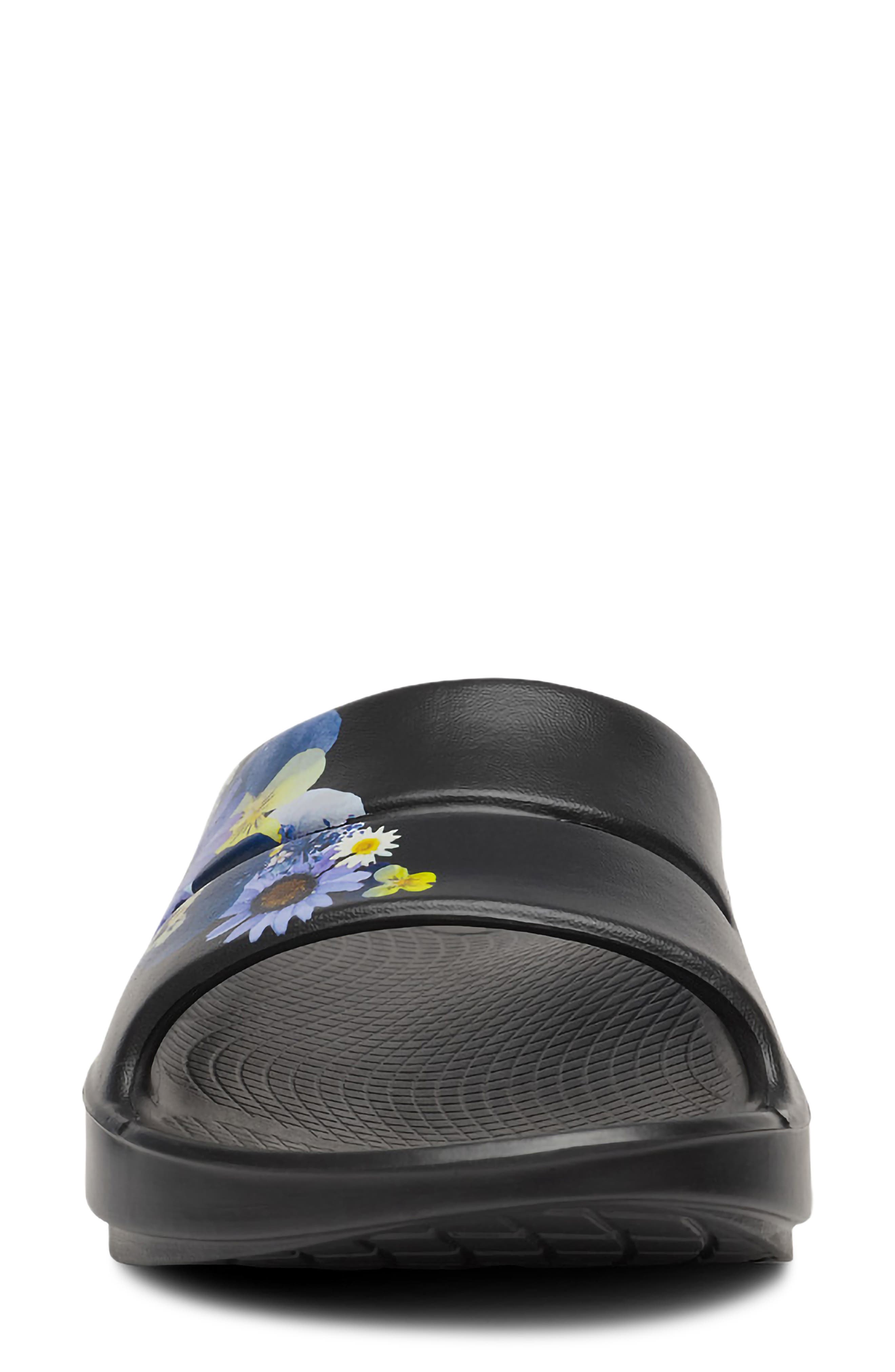 Oofos OOahh Limited Edition Slide, Alternate, color, Black Blossom