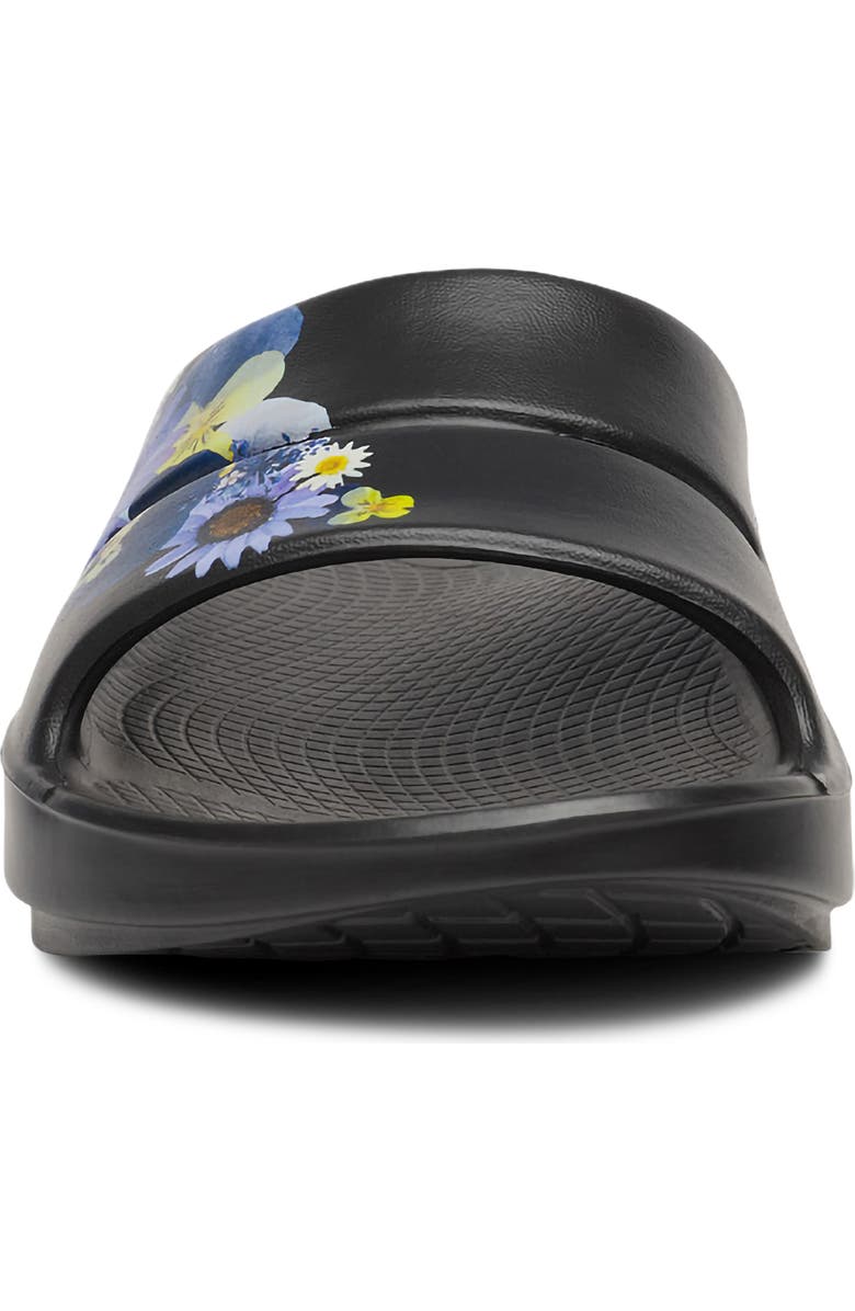 Oofos OOahh Limited Edition Slide, Alternate, color, Black Blossom