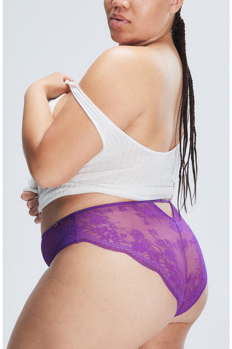 Top Drawer Lace Cheeky Briefs, Alternate, color, PURPLE GEM