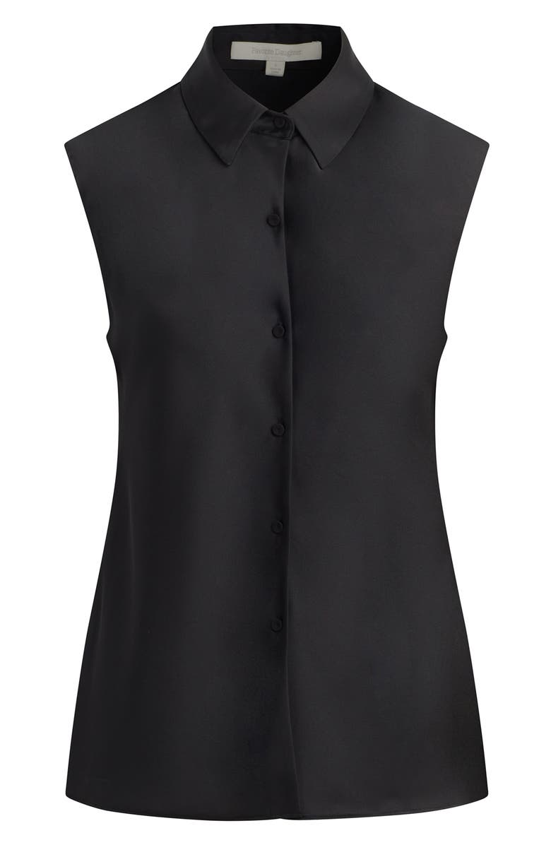 Favorite Daughter Agatha Sleeveless Crepe Satin Button-Up Shirt, Alternate, color, Black