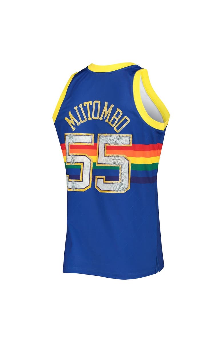 Mitchell & Ness Men's Mitchell & Ness Dikembe Mutombo Royal Denver Nuggets 1996/97 Hardwood Classics NBA 75th Anniversary Diamond Swingman Jersey, Alternate, color, 