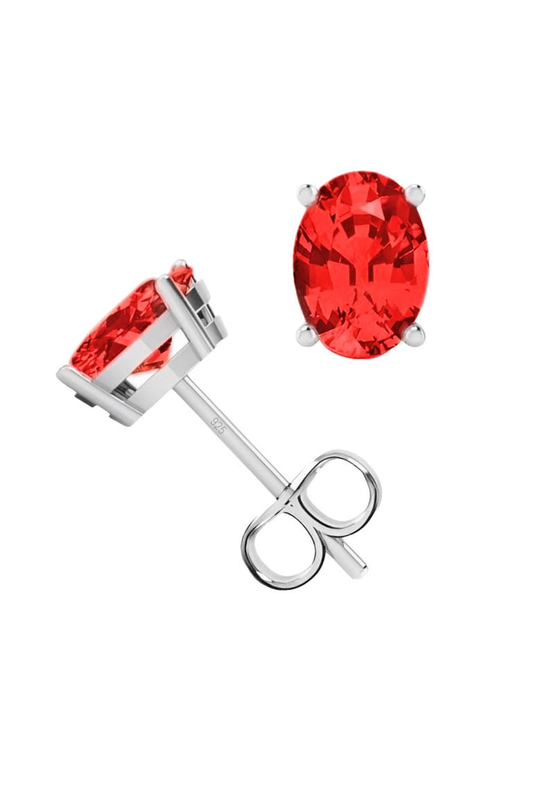 Sterling Silver Oval Studs, Alternate, color, Morganite