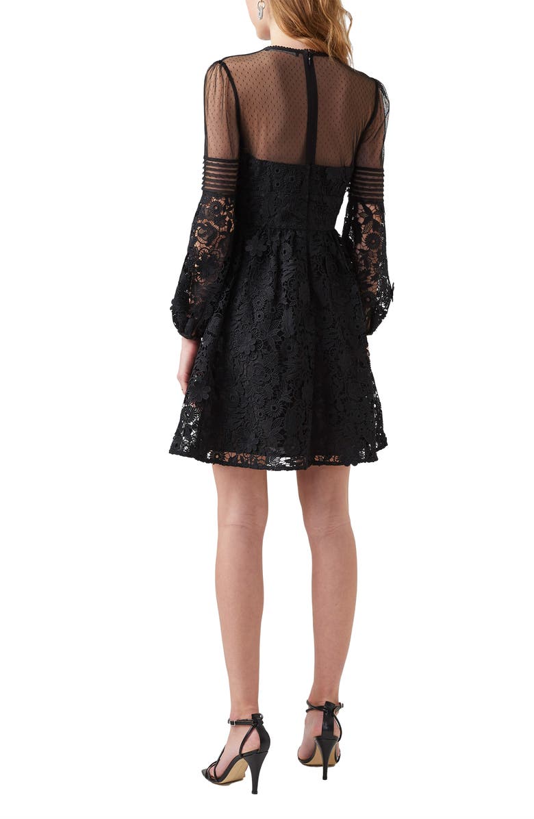 French Connection Long Sleeve Lace Minidress, Alternate, color, 