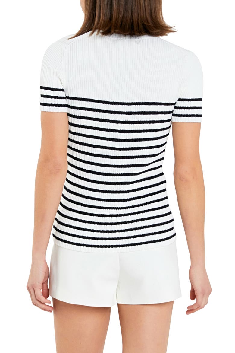 Stripe Rib Sweater, Alternate, color, WHITE/ BLACK