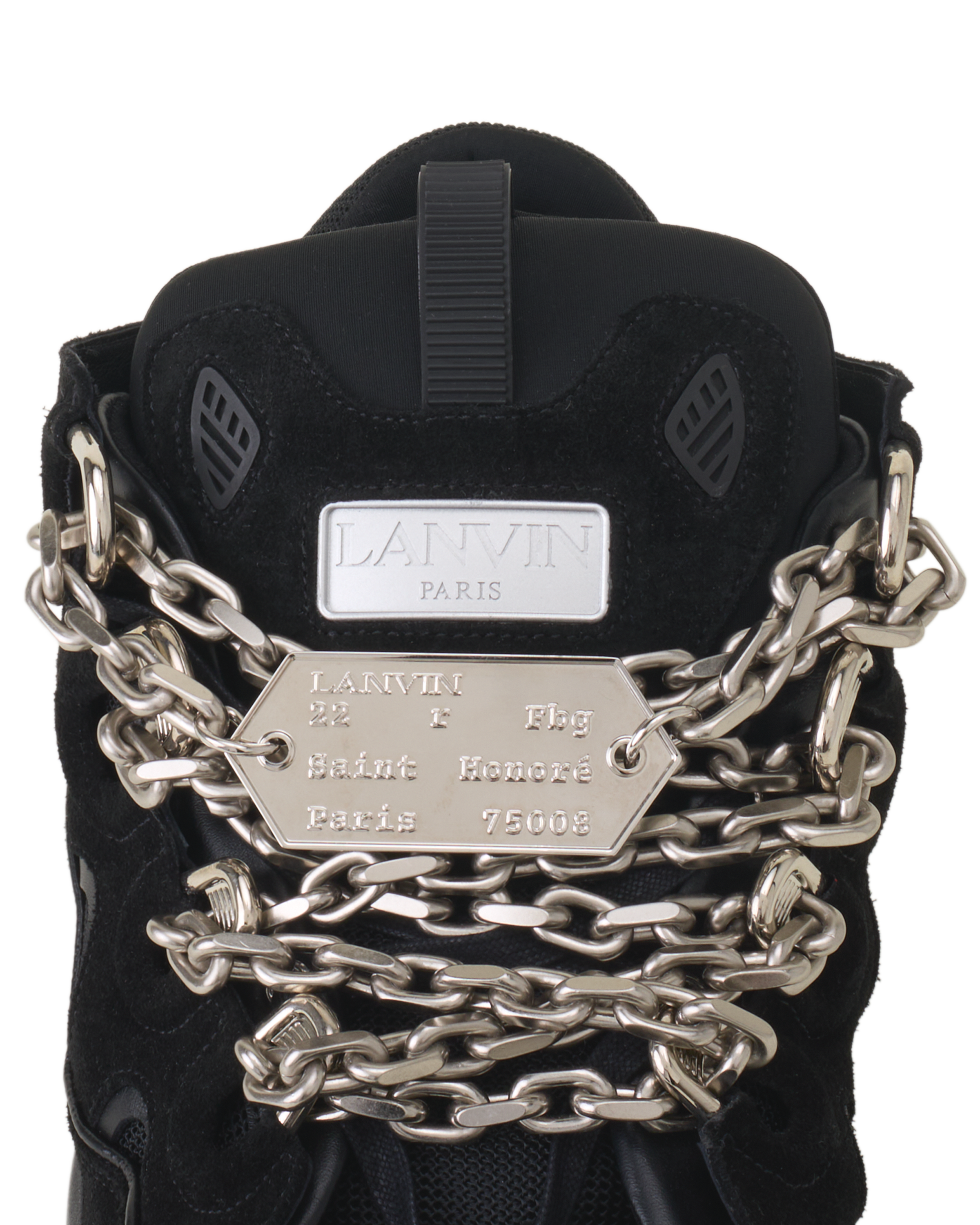 Lanvin Curb Sneakers Id Chain In Suede, Alternate, color, Black