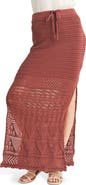WISHLIST Open Stitch Drawstring Cotton Midi Skirt