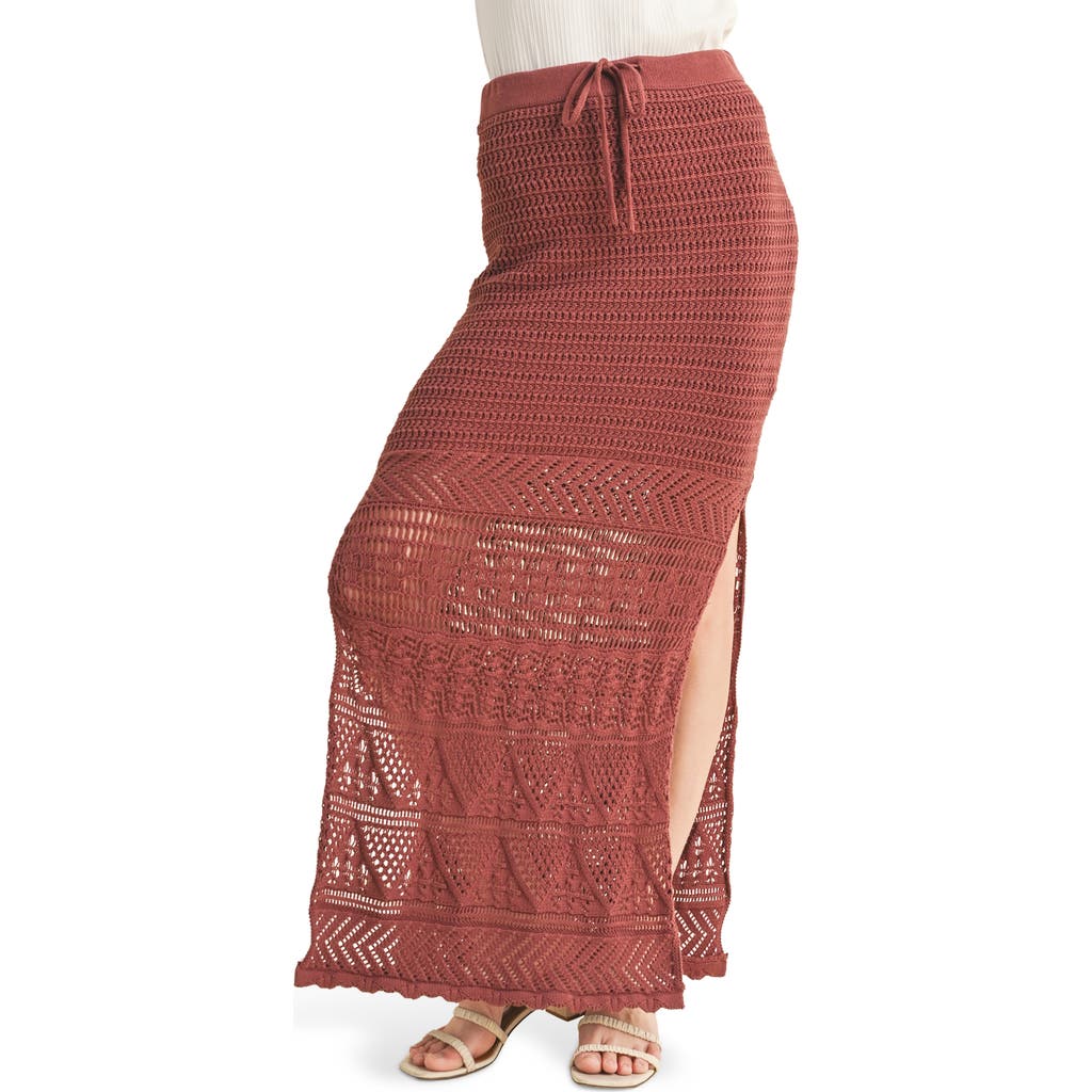 WISHLIST WISHLIST OPEN STITCH DRAWSTRING COTTON MIDI SKIRT