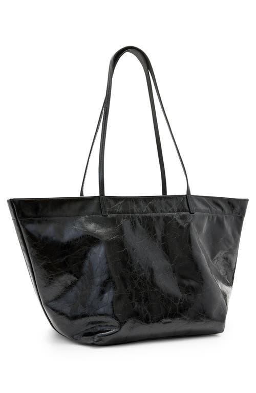 Shop Allsaints Serafina East/west Leather Tote In Black