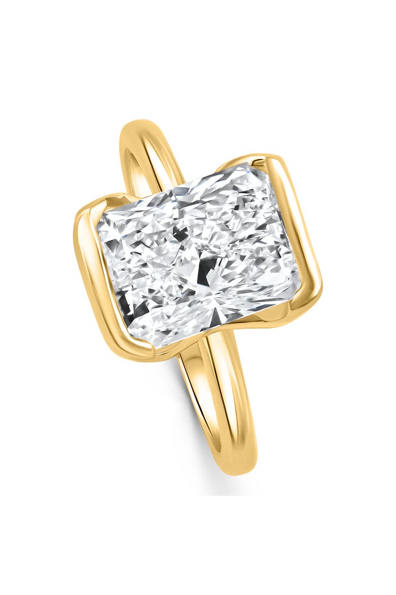 Certified 4Ct Radiant Cut Diamond Bezel Engagement Ring Gold Lab Grown, Alternate, color, 14k Yellow Gold