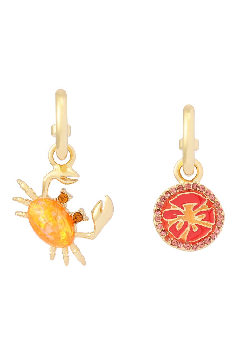 Crab & Tomato Mismatched Drop Earrings, Main, color, ORANGE
