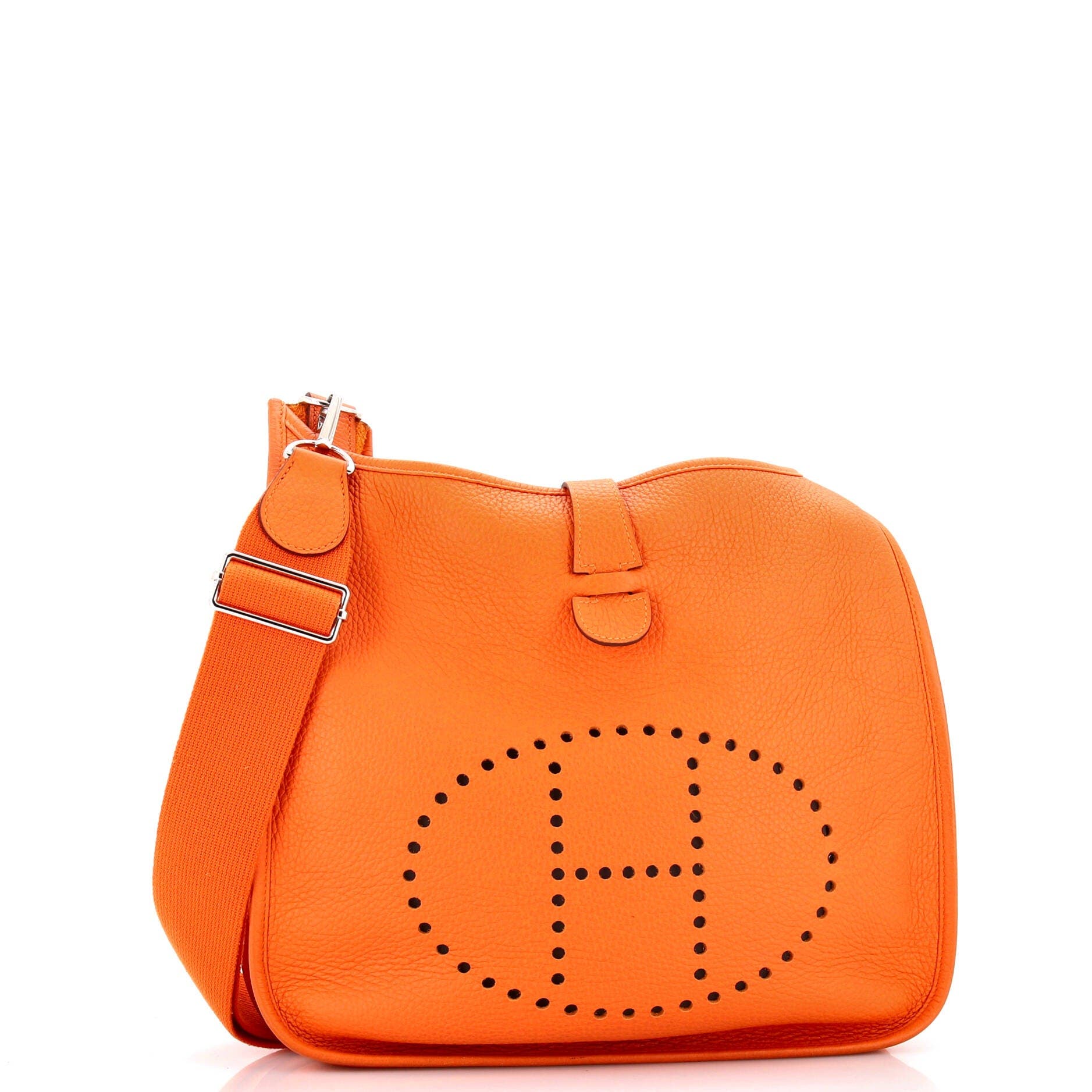 Pre-Owned Hermes Evelyne Bag Gen III Clemence GM, Alternate, color, Orange H