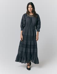 Ghost London Leoni Lace Trim Cotton Midi Dress