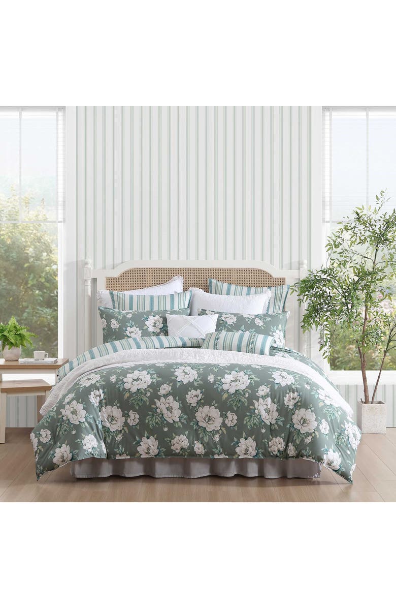 Laura Ashley Wisley Floral Cotton Comforter Set, Alternate, color, Sage Green