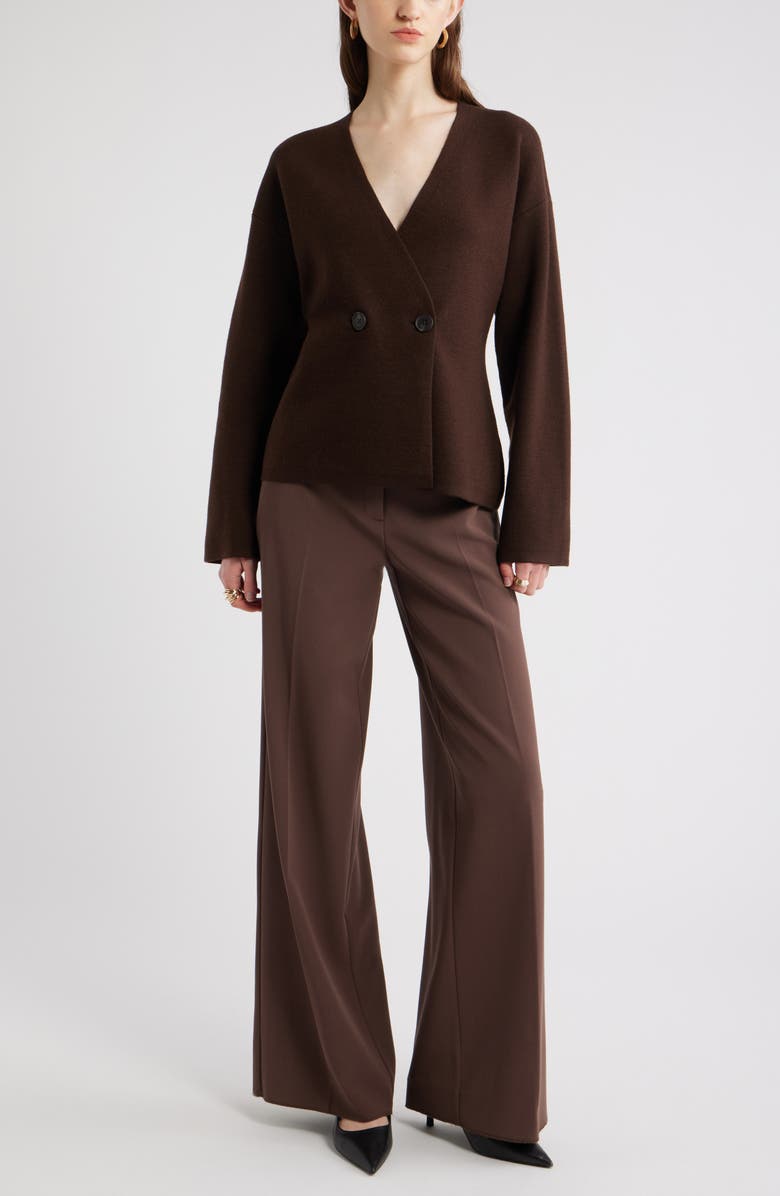 Nordstrom Double Breasted Merino Wool Blend Cardigan, Alternate, color, Brown Coffee