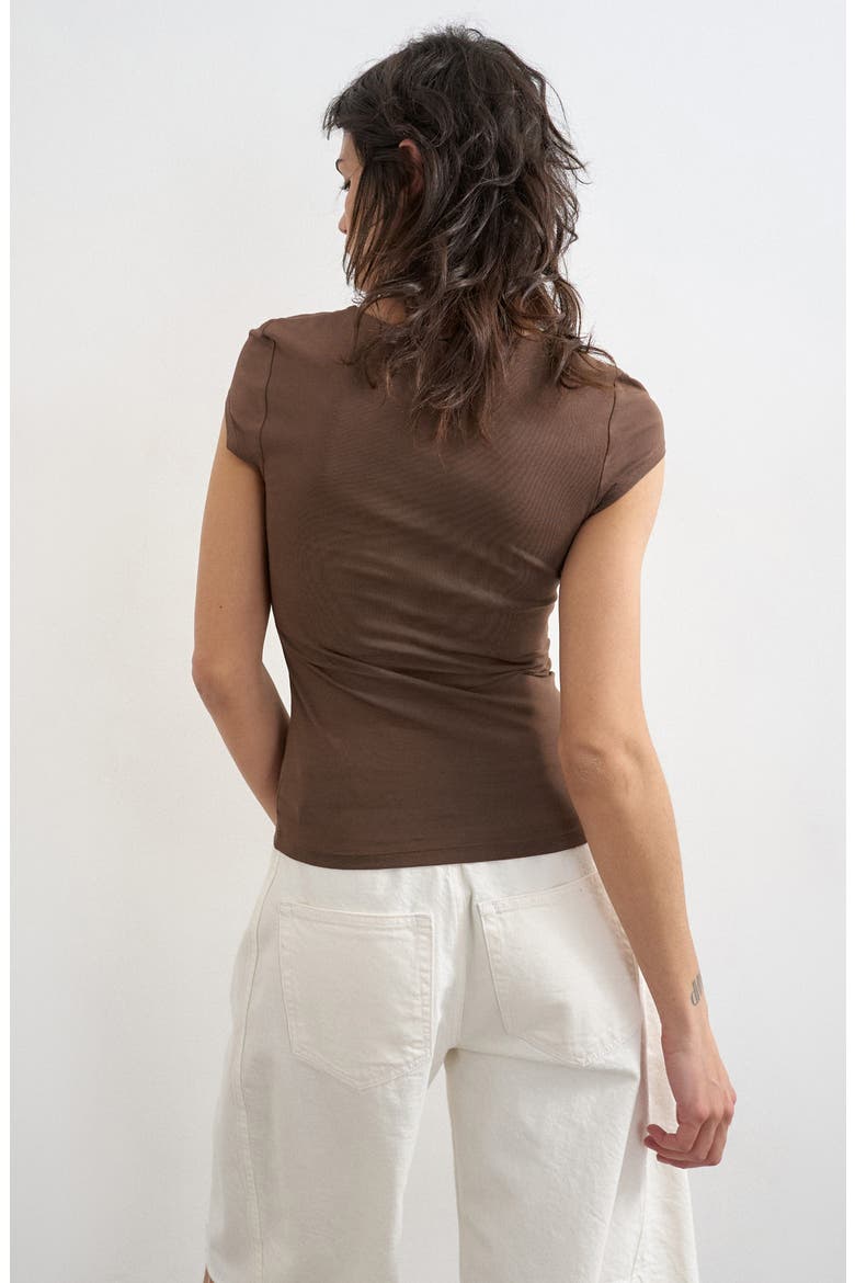 Faced Short Sleeve Top, Alternate, color, BROWN