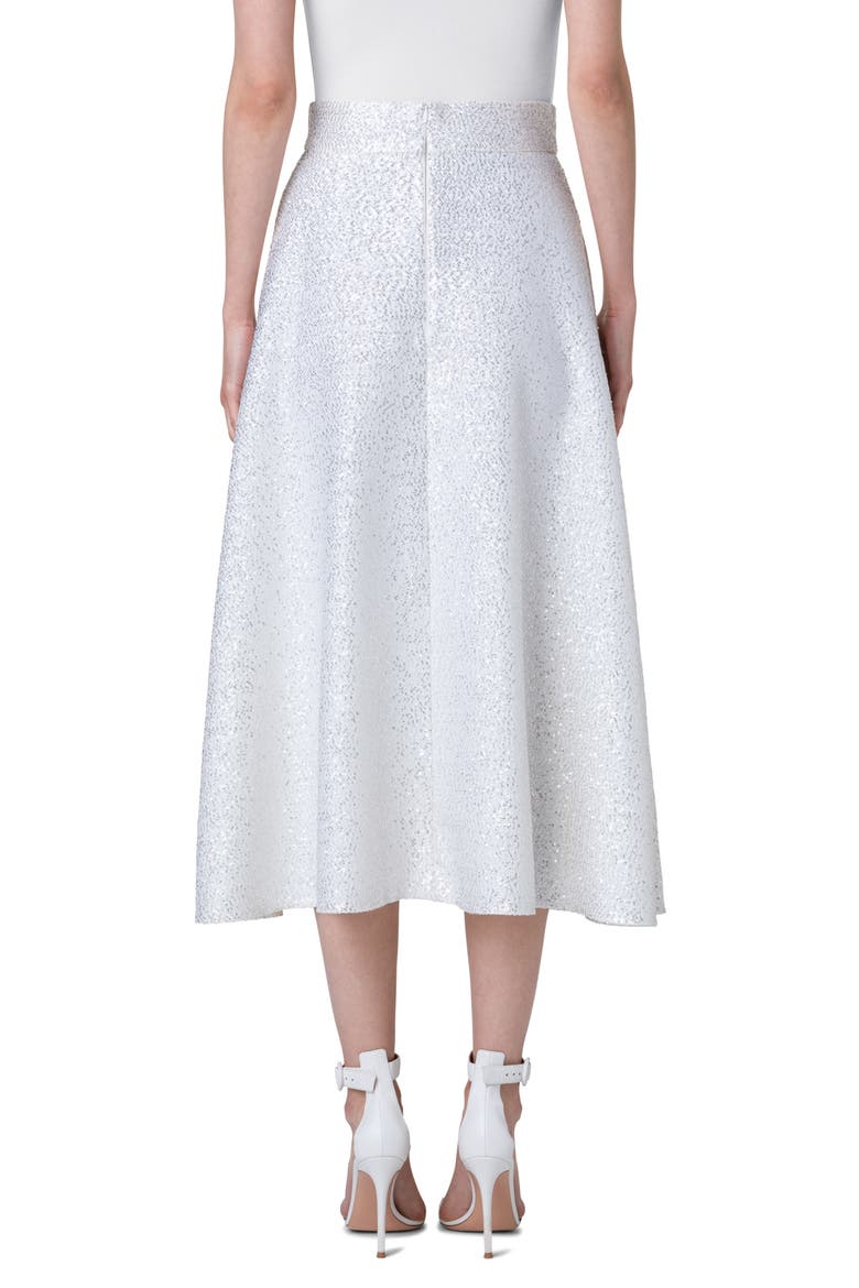 Sequin Wool Blend A-Line Midi Skirt, Alternate, color, ECRU