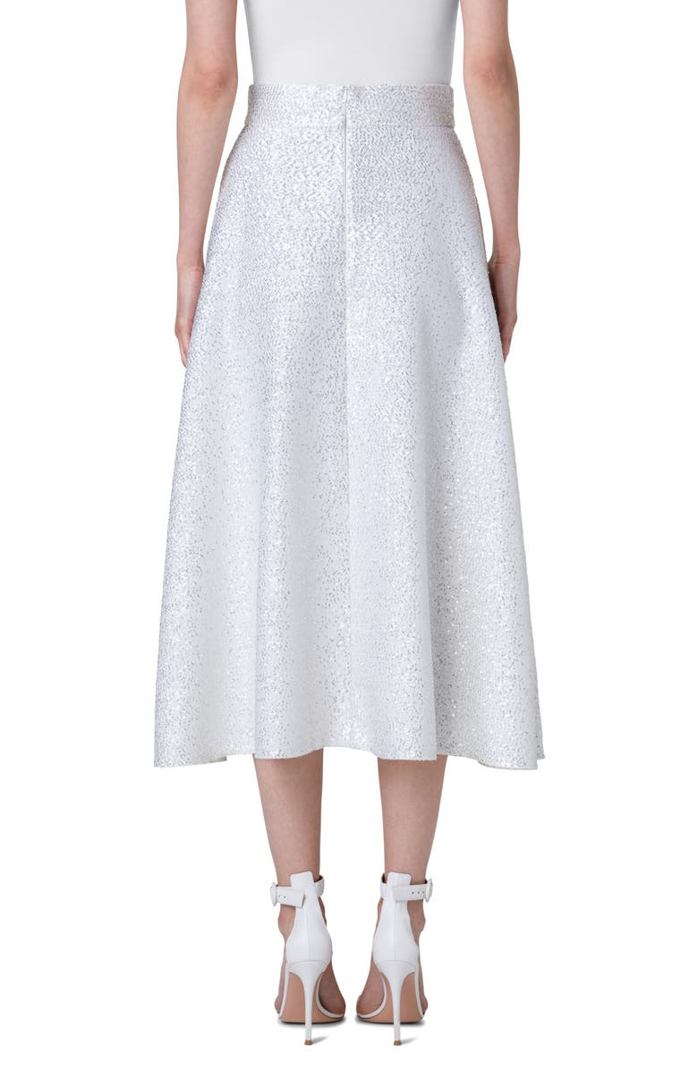 Akris Sequin Wool Blend A-Line Midi Skirt, Alternate, color, Ecru