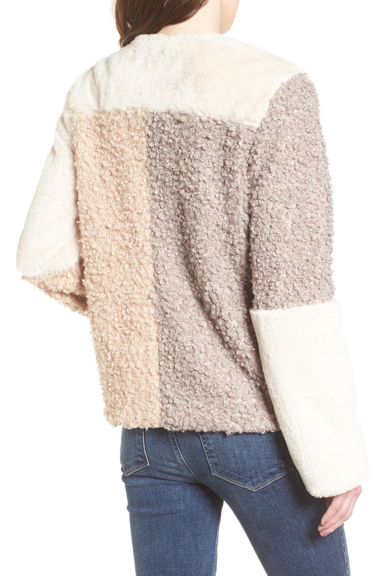 Patchwork Faux Fur Coat, Alternate, color, CREAM