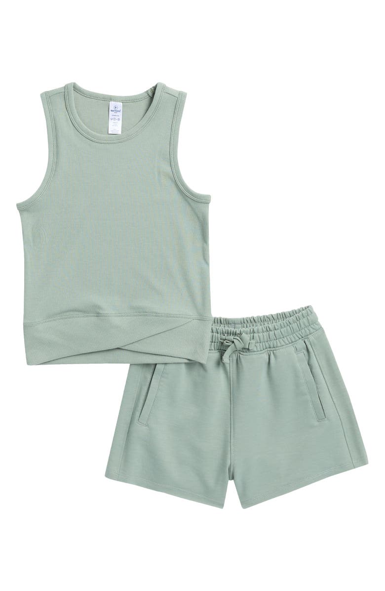 90 DEGREE BY REFLEX Kids' Crossover Tank & Shorts Set, Main, color, Nacreous Cloud/ Lily Pad