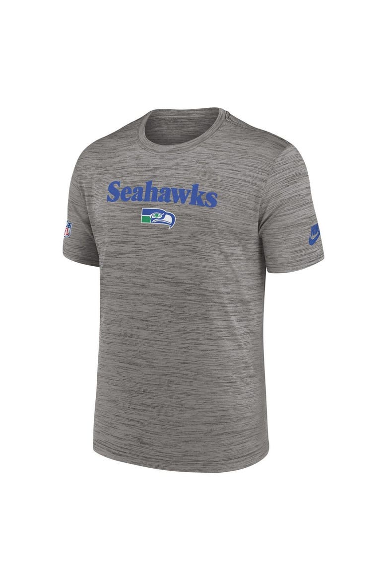 Men's Nike Heather Charcoal Seattle Seahawks Throwback Sideline Performance T-Shirt, Alternate, color, Heather Charcoal