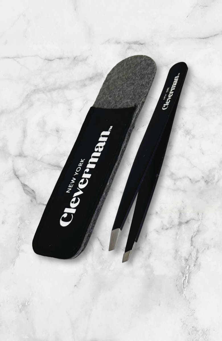 Cleverman Precision Slant Tweezer, Expert Brow & Facial Hair Removal, Alternate, color, Black