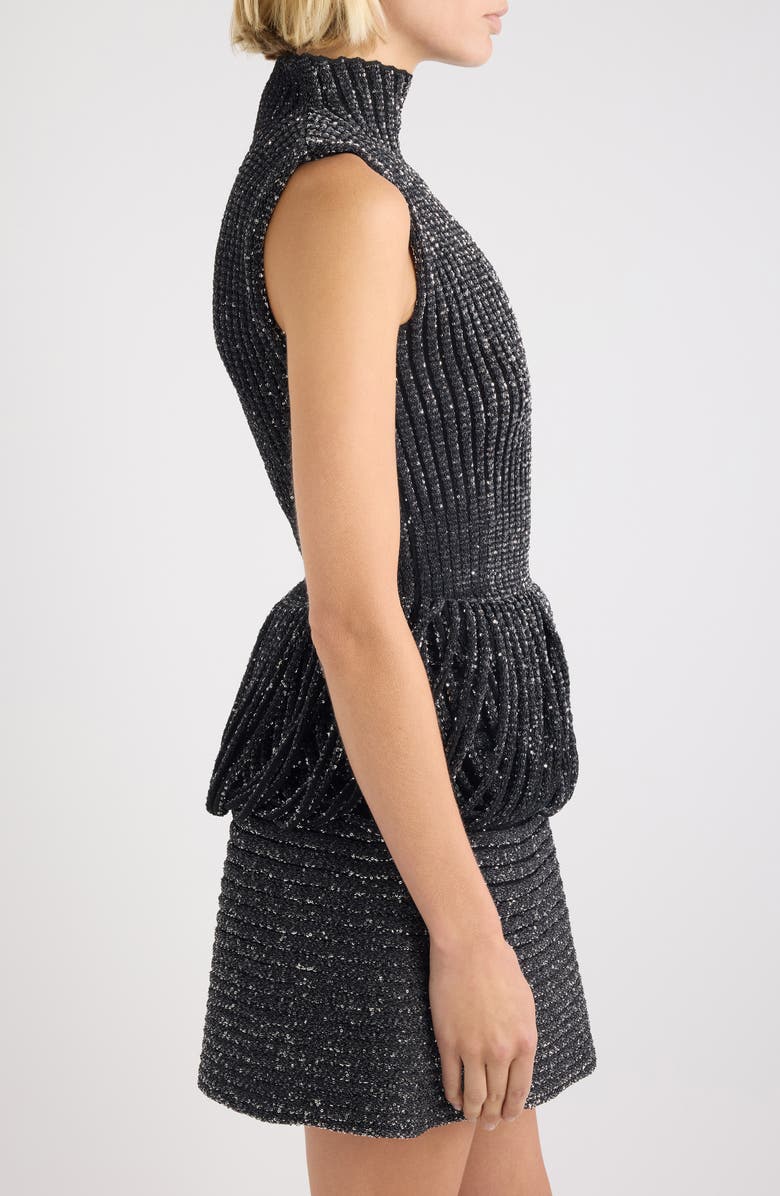 Alaïa Sequin Rib Sweater, Alternate, color, Noir Alaia