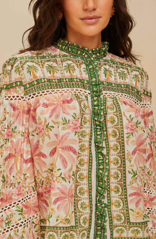 Farm Rio Palm Dream Linen Blend Button-up Shirt