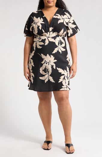 Renee C Floral Short Sleeve Empire Waist Dress