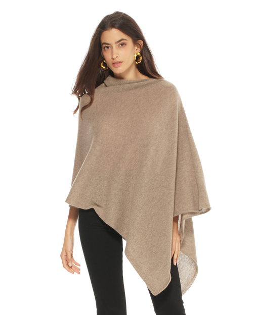 Monticelli Cashmere Essential Pure Cashmere Poncho in Taupe  product