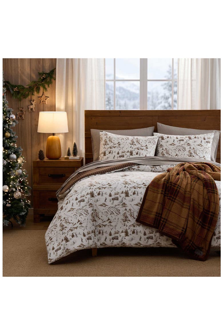 Ski Hill Reversible Comforter Set, Alternate, color, BROWN/ WHITE
