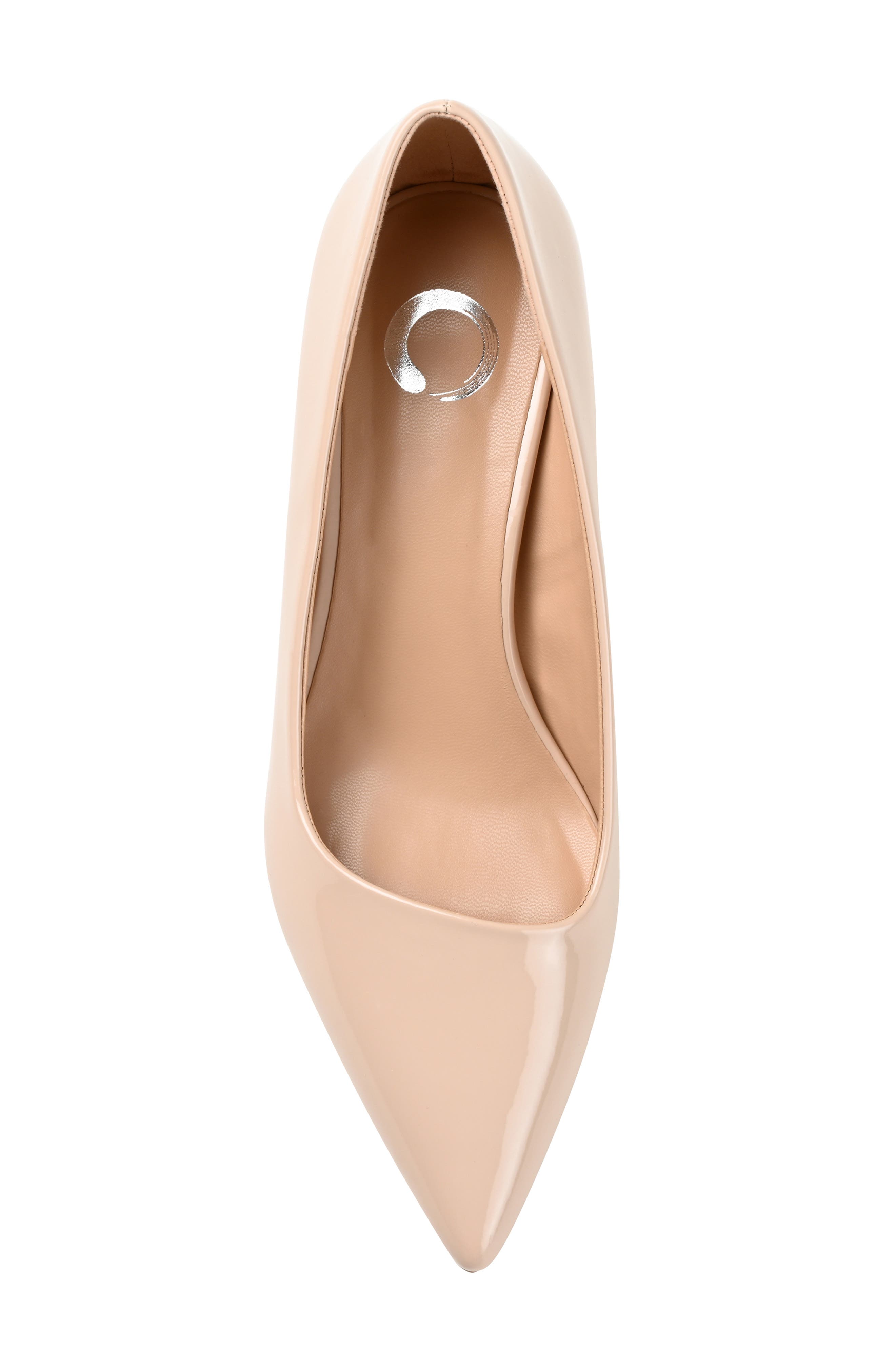 Journee Collection Celica Pointed Toe Pump, Alternate, color, Patent/ Nude