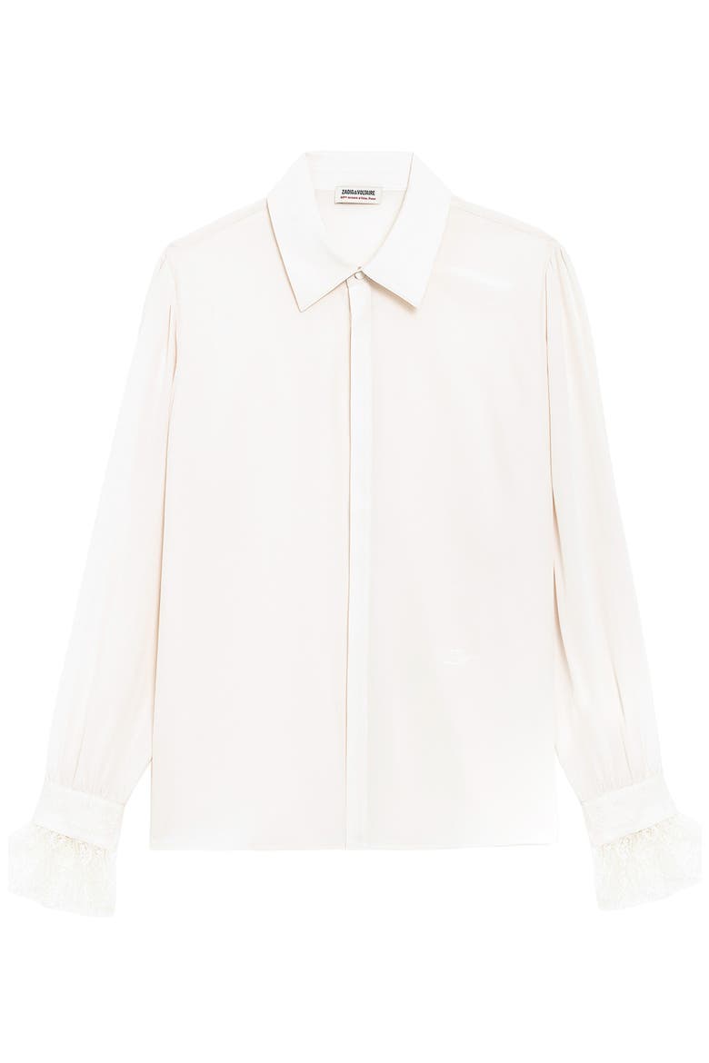 Thely Lace Silk Shirt, Alternate, color, ECRU
