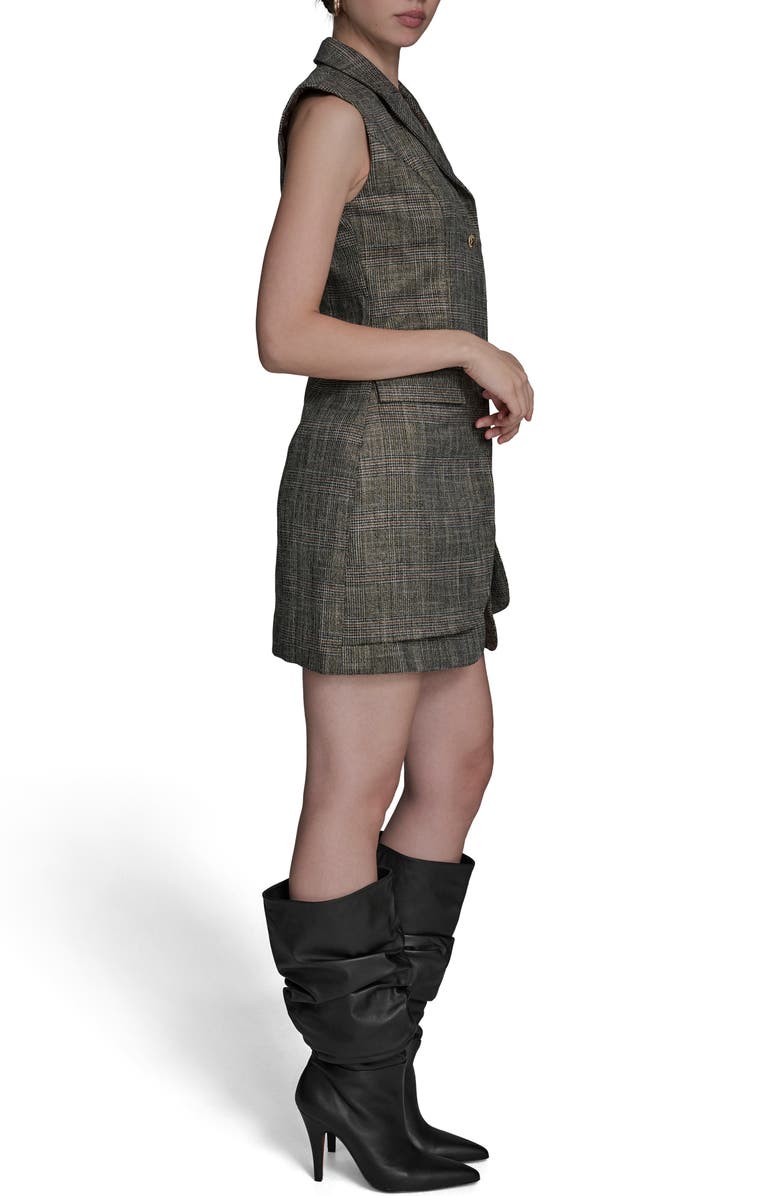 BCBG Windowpane Plaid Sleeveless Minidress, Alternate, color, Truffle Mu