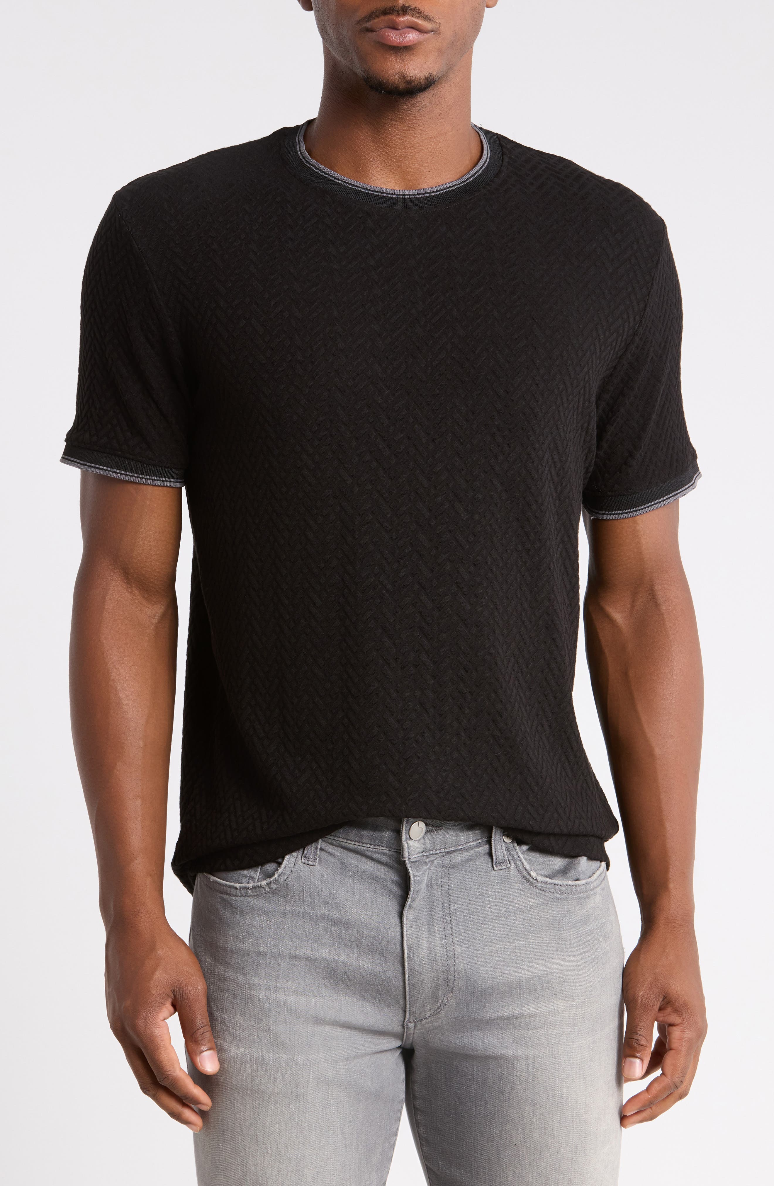 Textured Tipped Crewneck T-Shirt